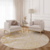 Teppich Crystal Rund Beige Gold Creme Marmor