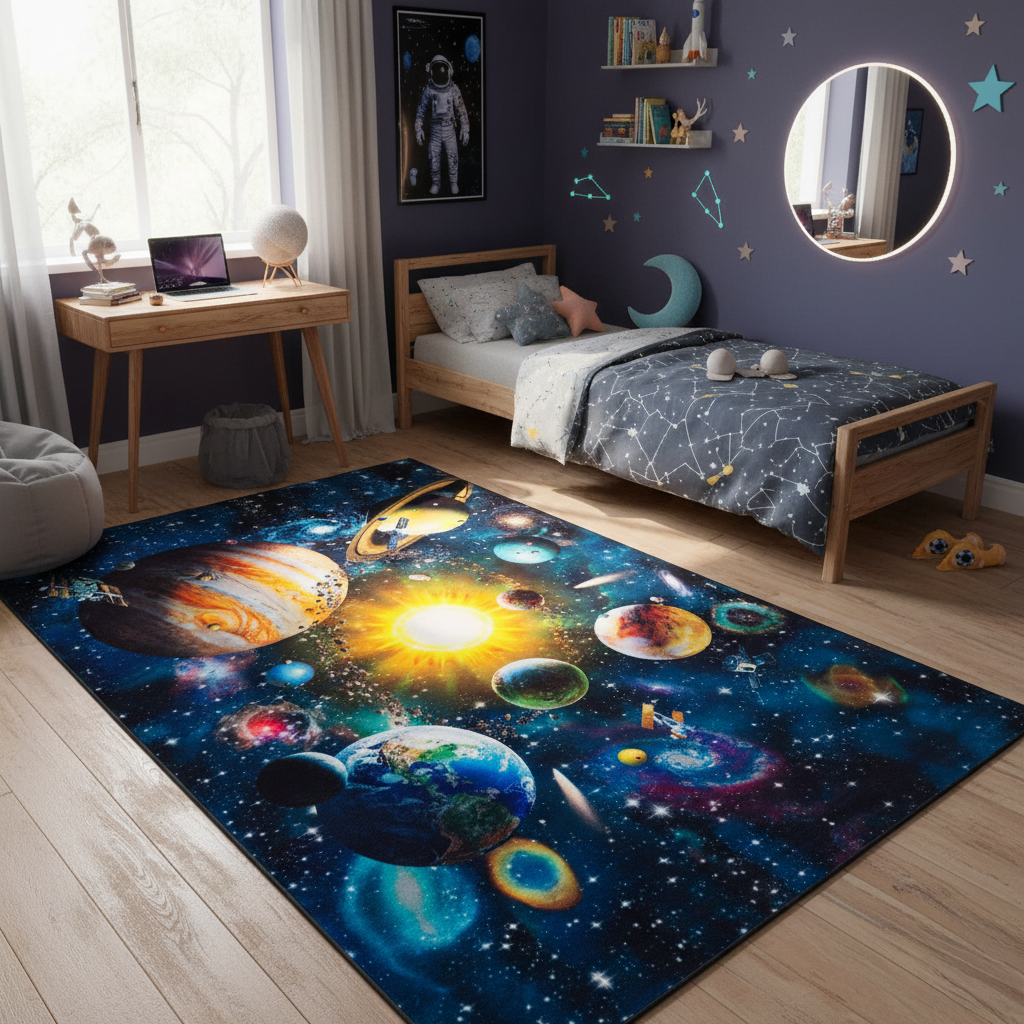 Teppich Cosmo Game Planeten Rutschfest