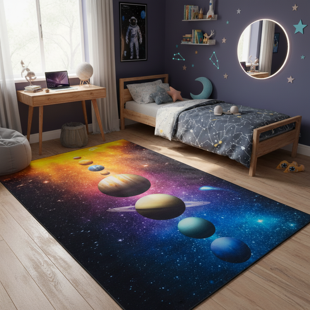 Teppich Cosmo Game Sonnensystem Rutschfest