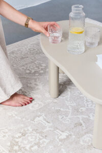 Teppich Trend Quadratisch Beige Blumen Vintage