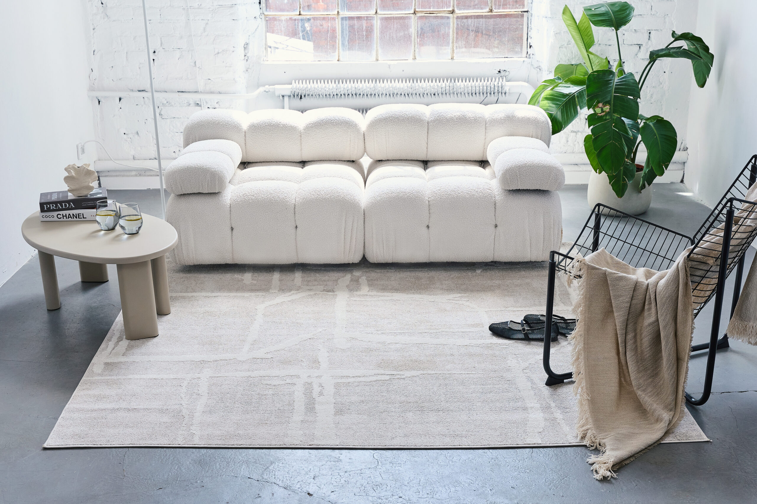 Teppich Trend Quadratisch Grau Beige Geometrisch