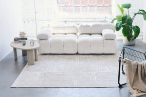 Teppich Trend Beige Quadratisch mit modernen Linien