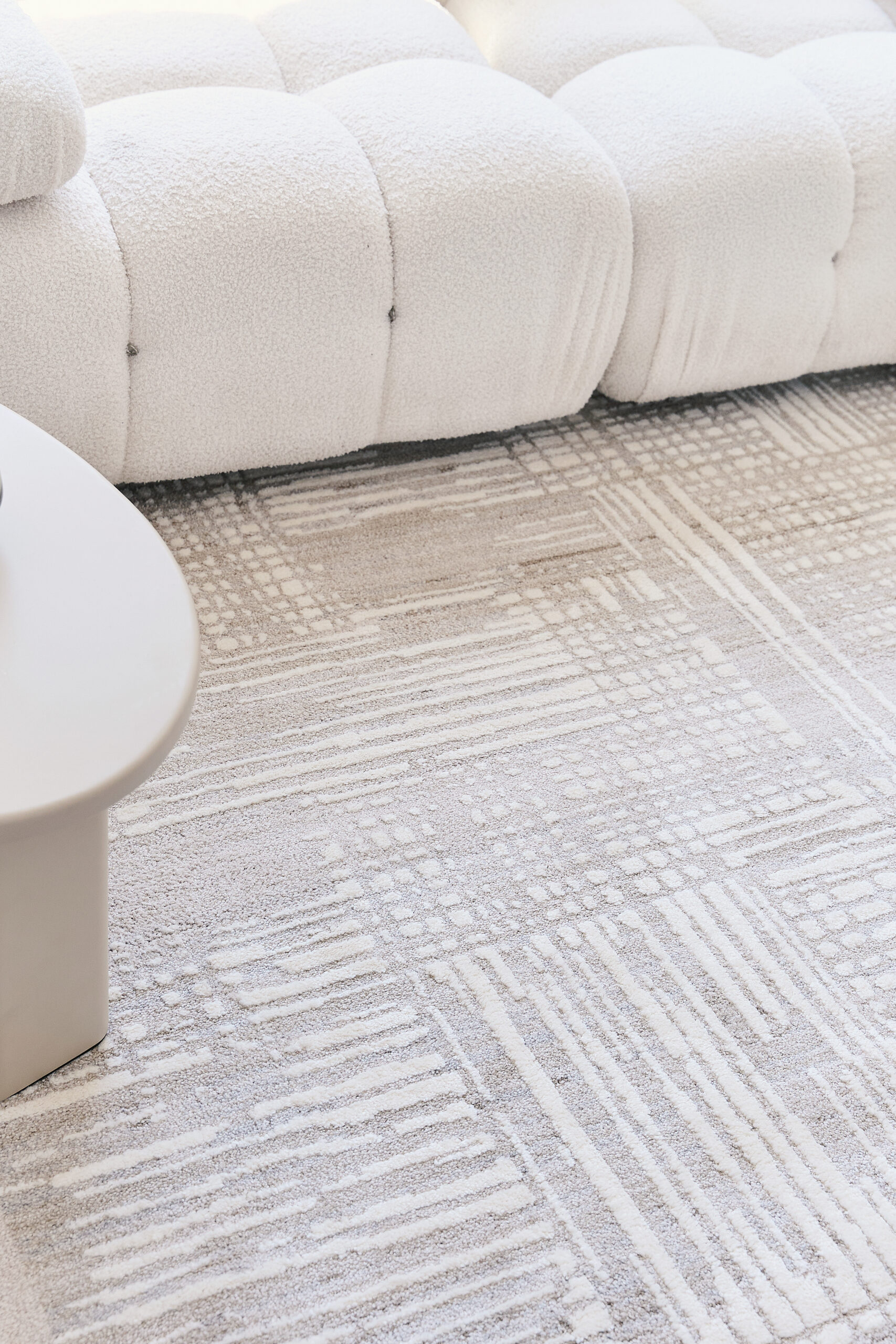 Teppich Trend Beige Quadratisch mit modernen Linien