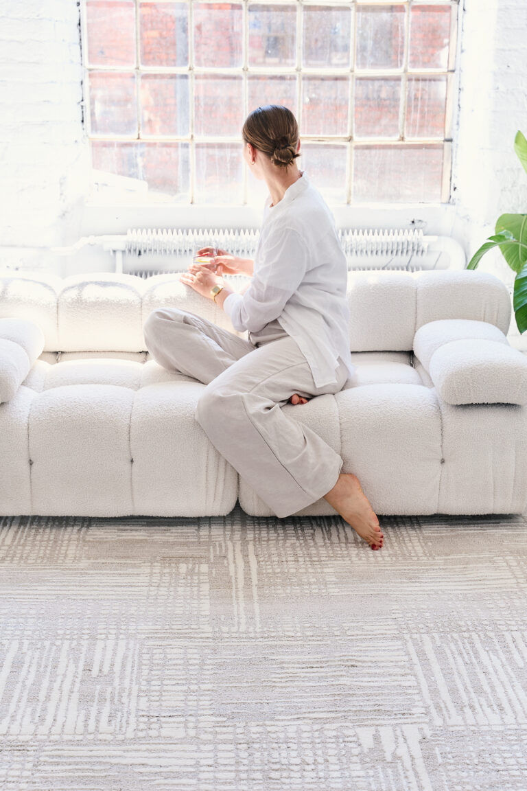 Teppich Trend Beige Quadratisch mit modernen Linien