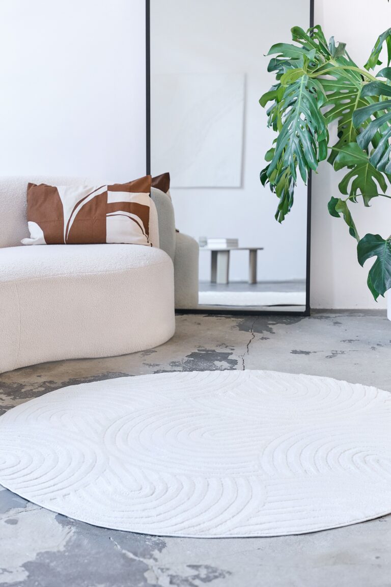 Teppich Hygge Rund Gebrochenes Weiß Ovalen