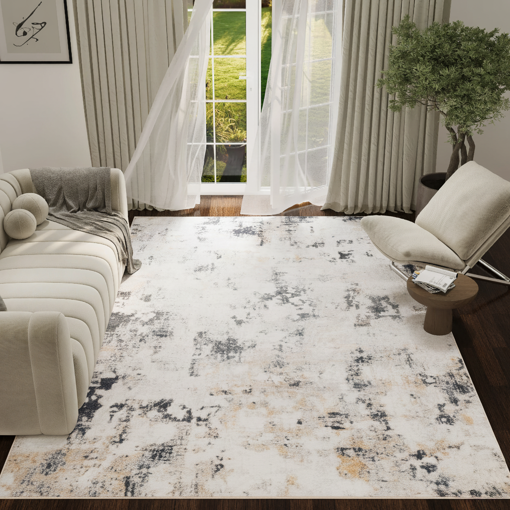 Teppich Ash Weiß Grau Beige Rutschfest