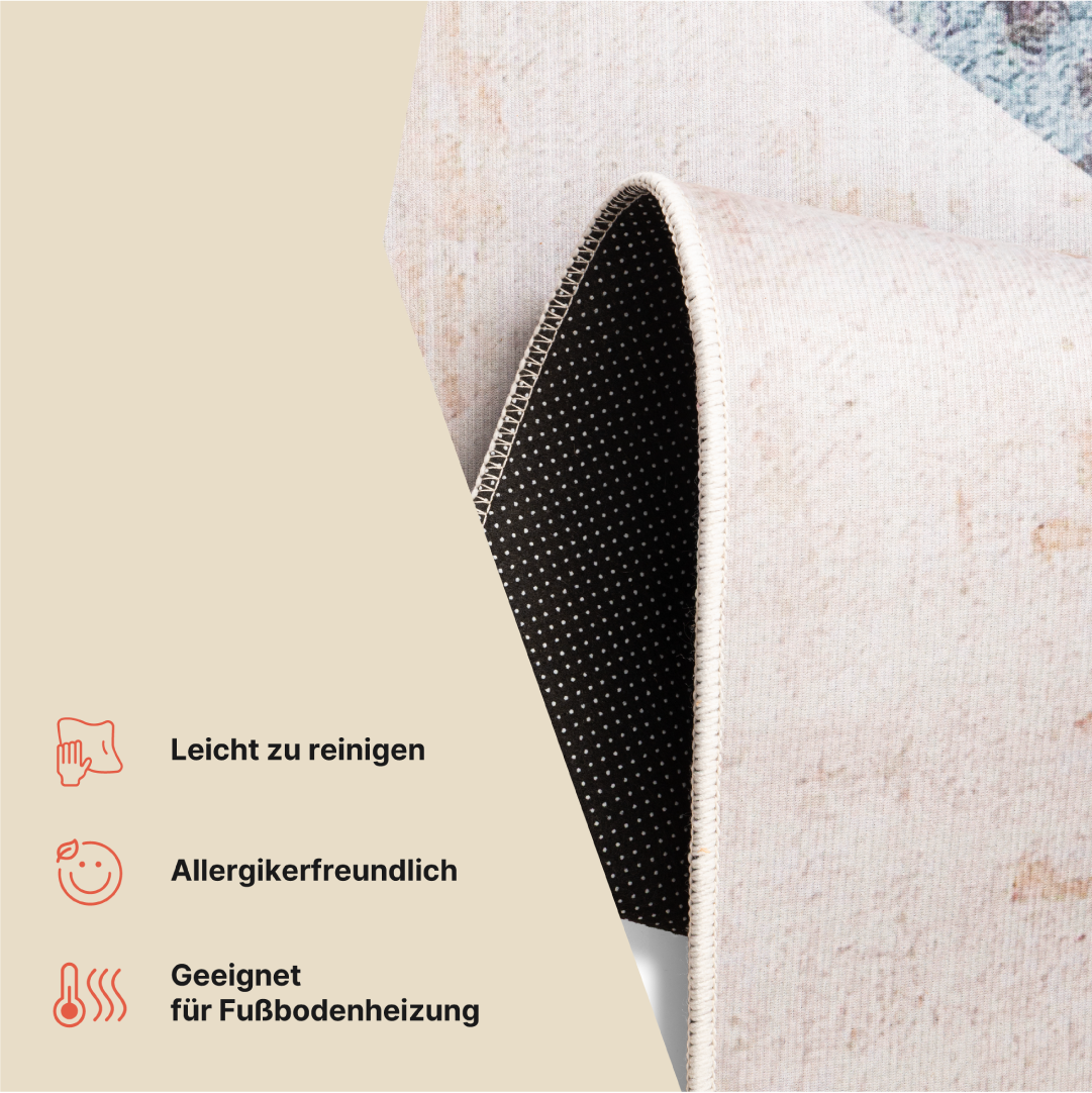 Teppich Nora Beige Grau Rutschfest