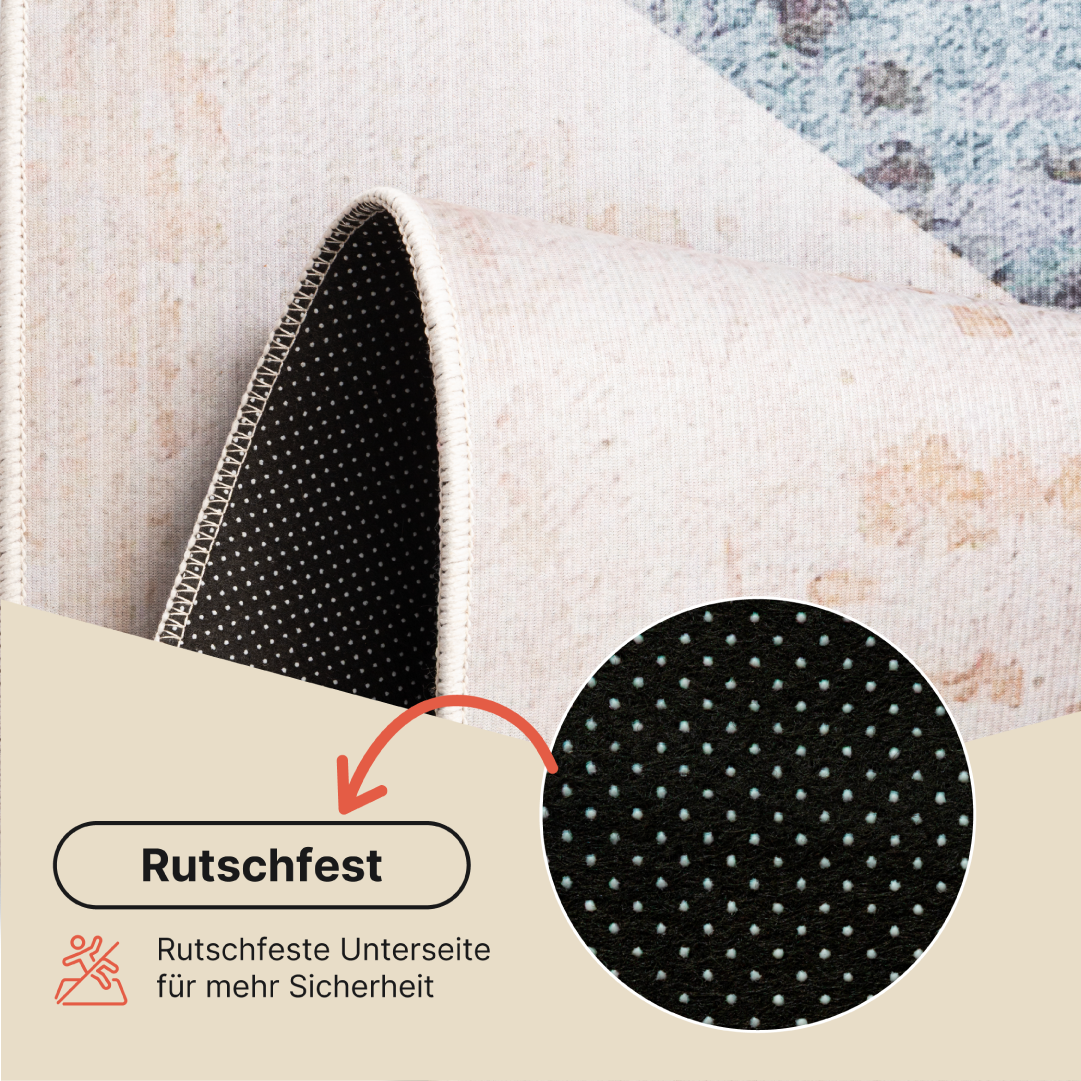 Teppich Nora Beige Grau Rutschfest