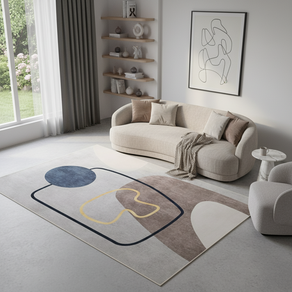 Teppich Nora Grau Abstrakt Rutschfest