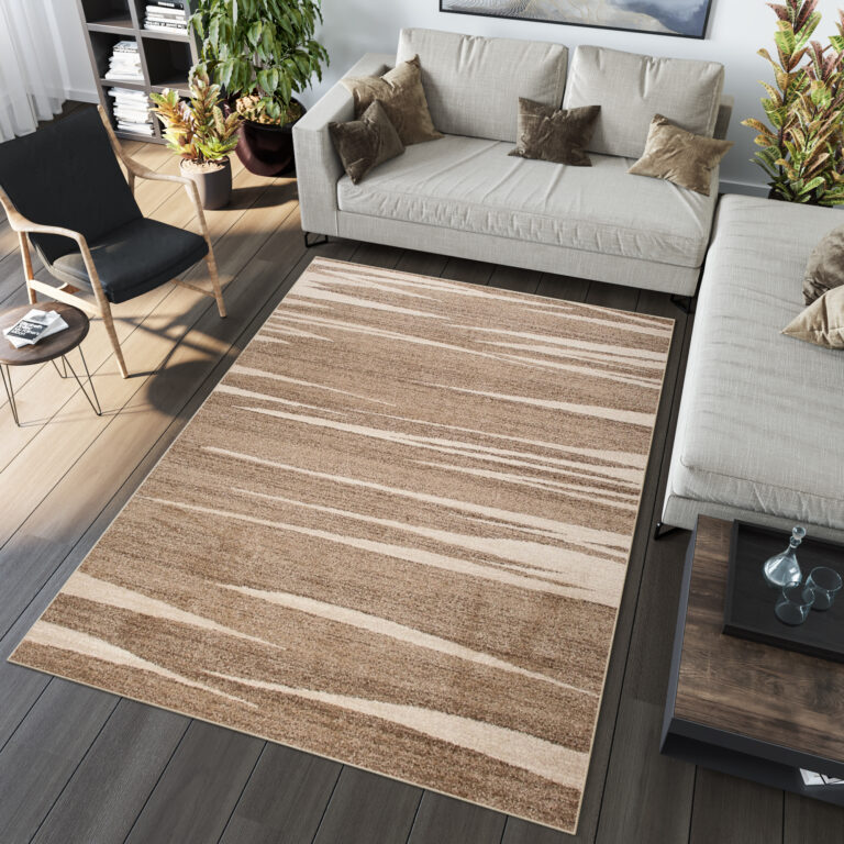 Teppich Sari Dunkel Beige Gestreift