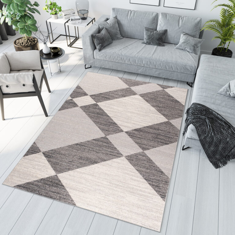 Teppich Sari Grau Creme Geometrisch