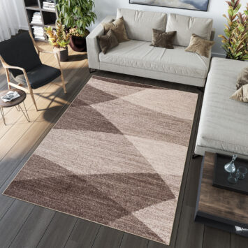 SARI Teppich Kurzflor Modern Beige Braun Meliert Design Wellen