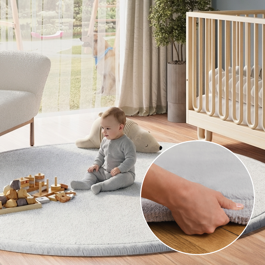Kinderteppich Fluffin Rund Hellgrau