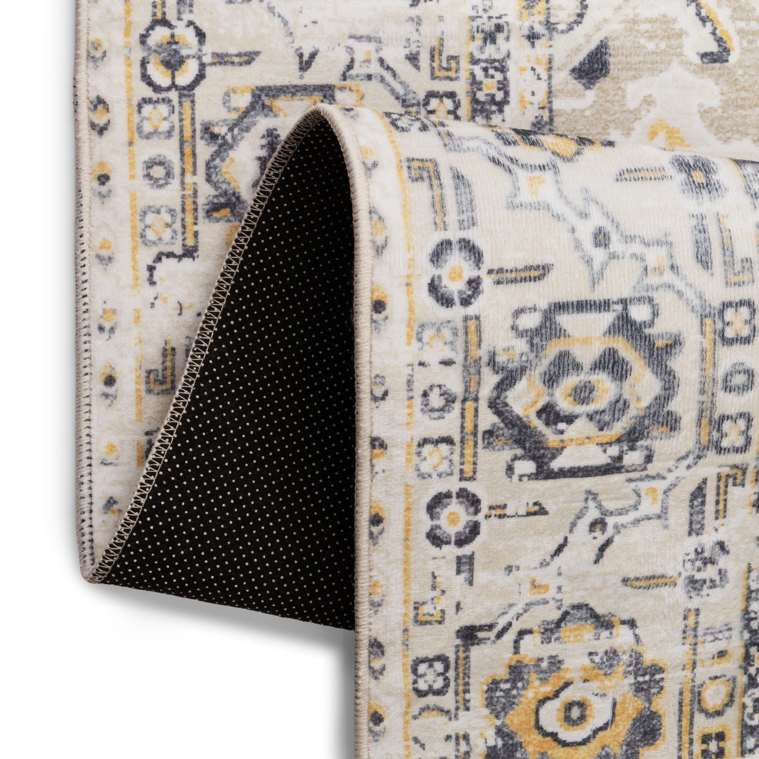 Teppich Ash Beige Grau Vintage Rutschfest