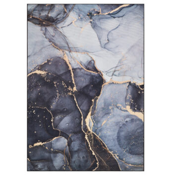 Teppich Nora Grau Marineblau Marmor Rutschfest