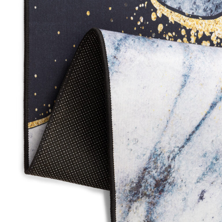 Teppich Nora Marineblau Grau Marmor Rutschfest