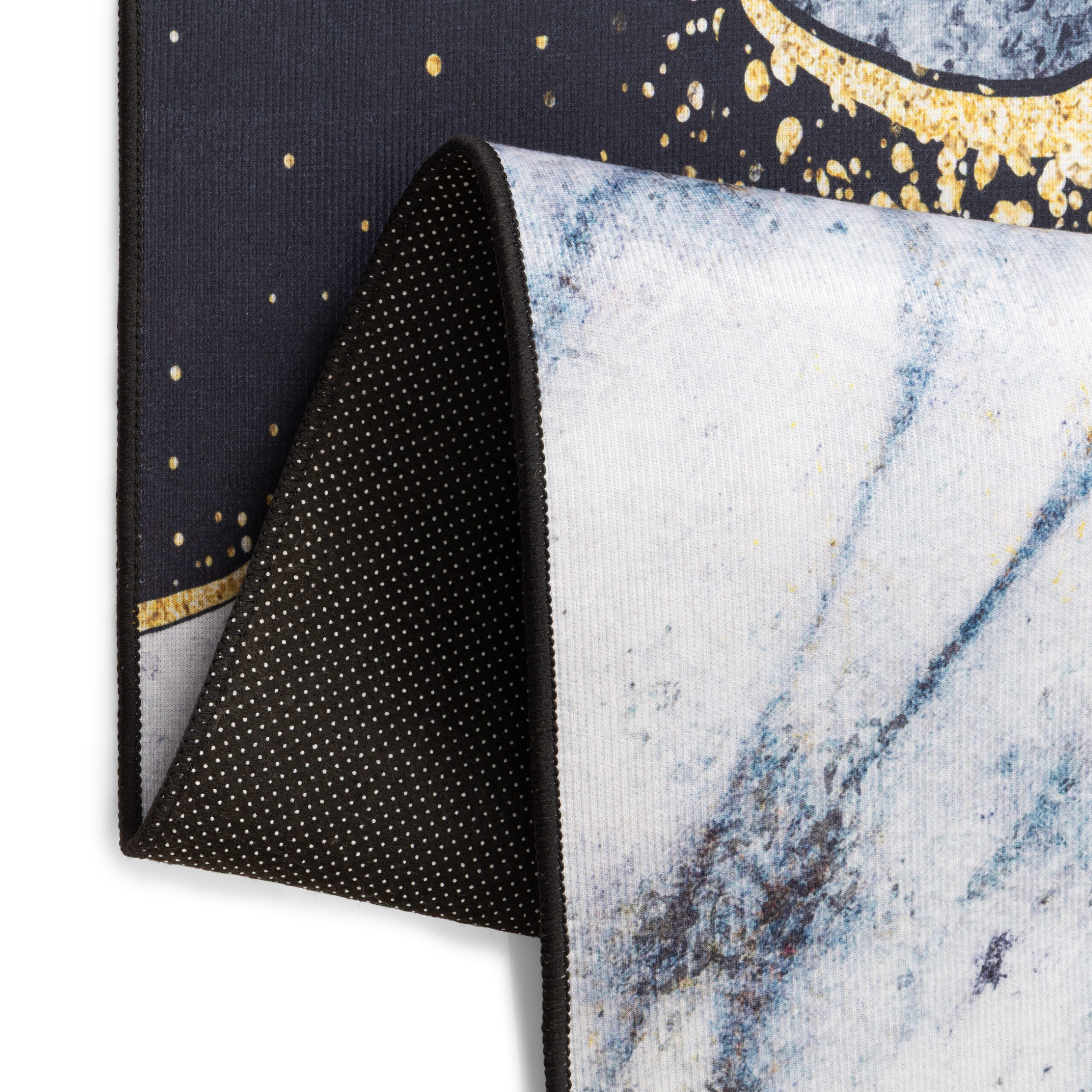 Teppich Nora Marineblau Grau Marmor Rutschfest