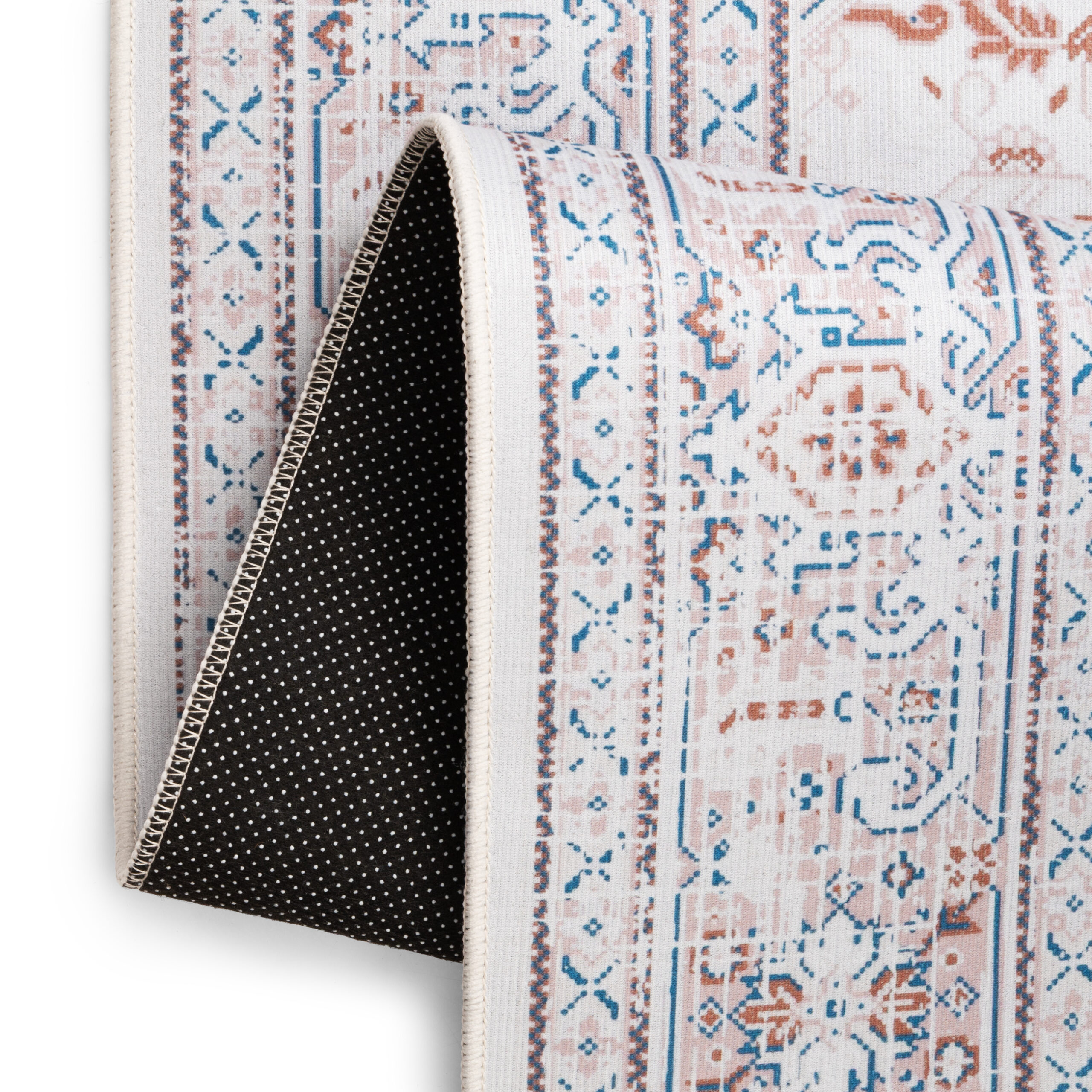 Teppich Nora Creme Blau Rutschfest