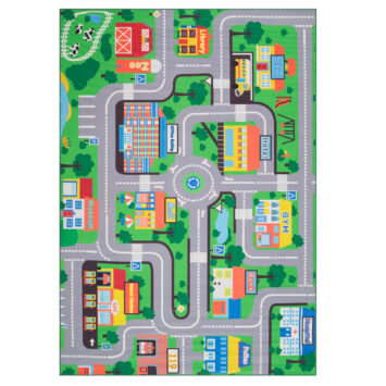 Kinderteppich Joy Grün Stadt Rutschfest