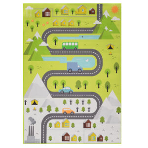 Kinderteppich Joy Grün Straße Rutschfest