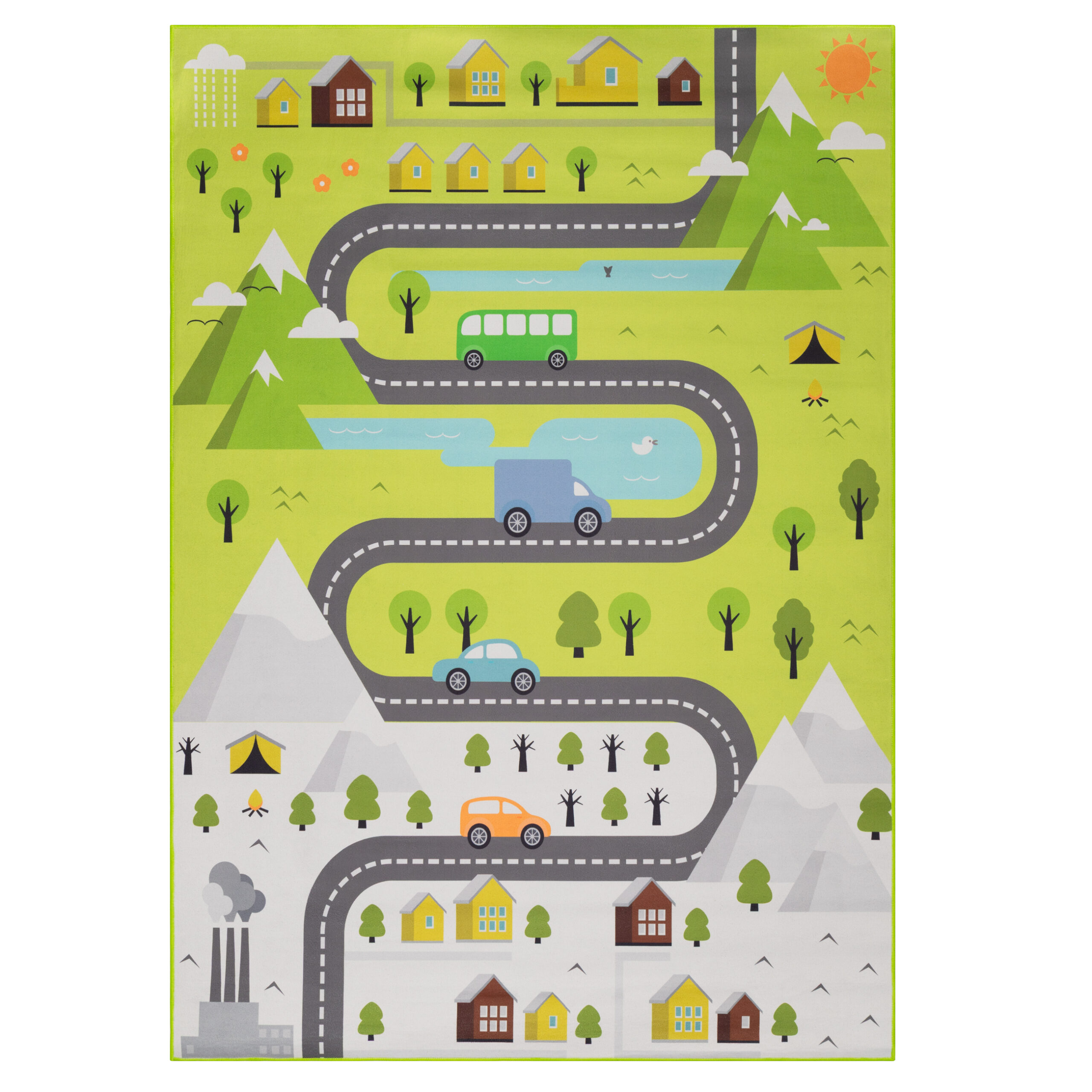 Kinderteppich Joy Grün Straße Rutschfest