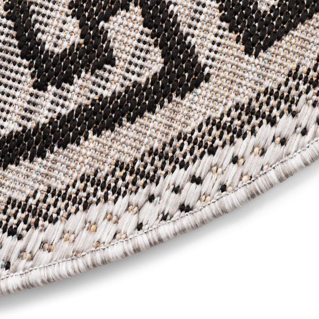 Teppich Melissa Rund Grau Schwarz ZickZack Indoor Outdoor