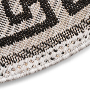 Teppich Melissa Rund Grau Schwarz ZickZack Indoor Outdoor