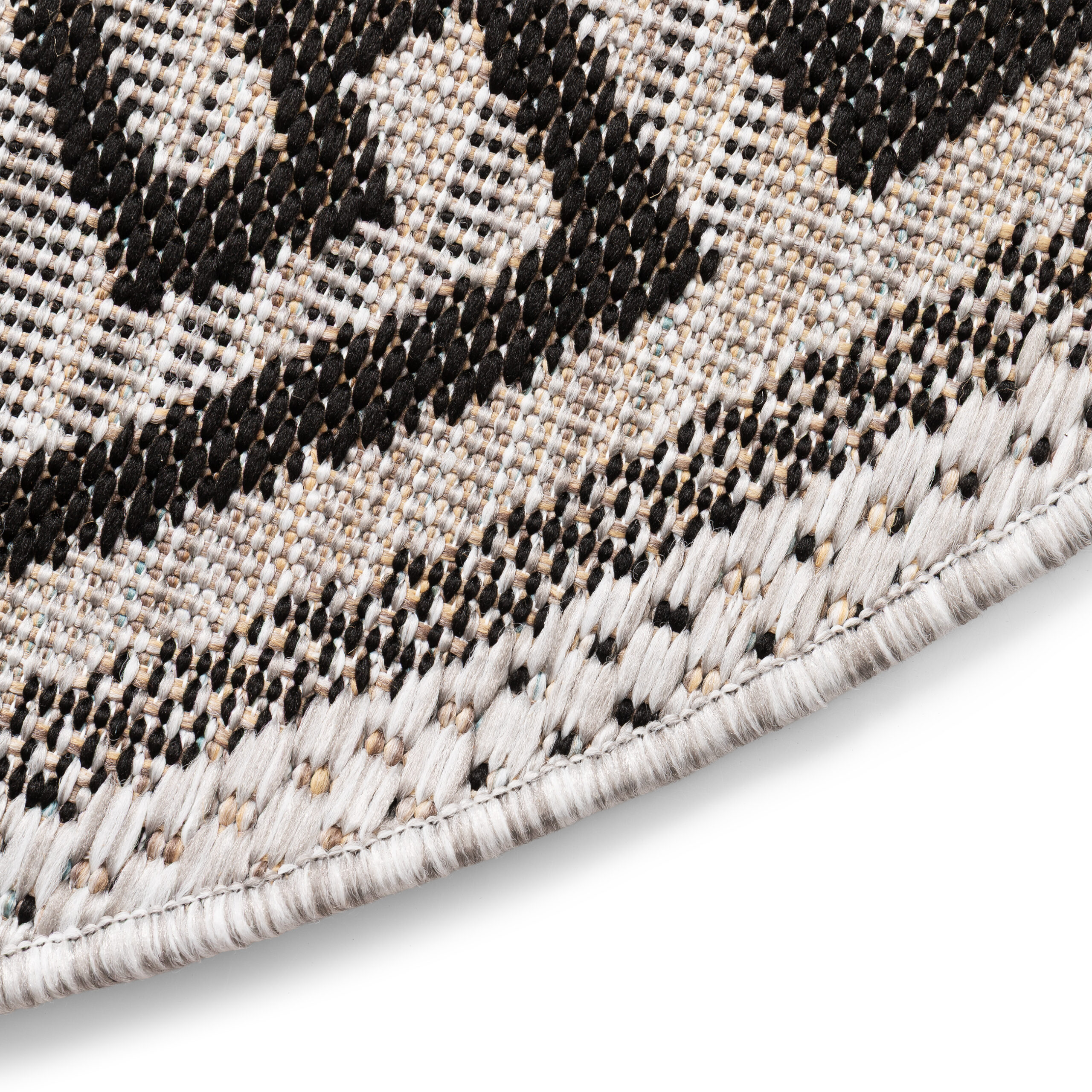 Teppich Melissa Rund Grau Schwarz ZickZack Indoor Outdoor