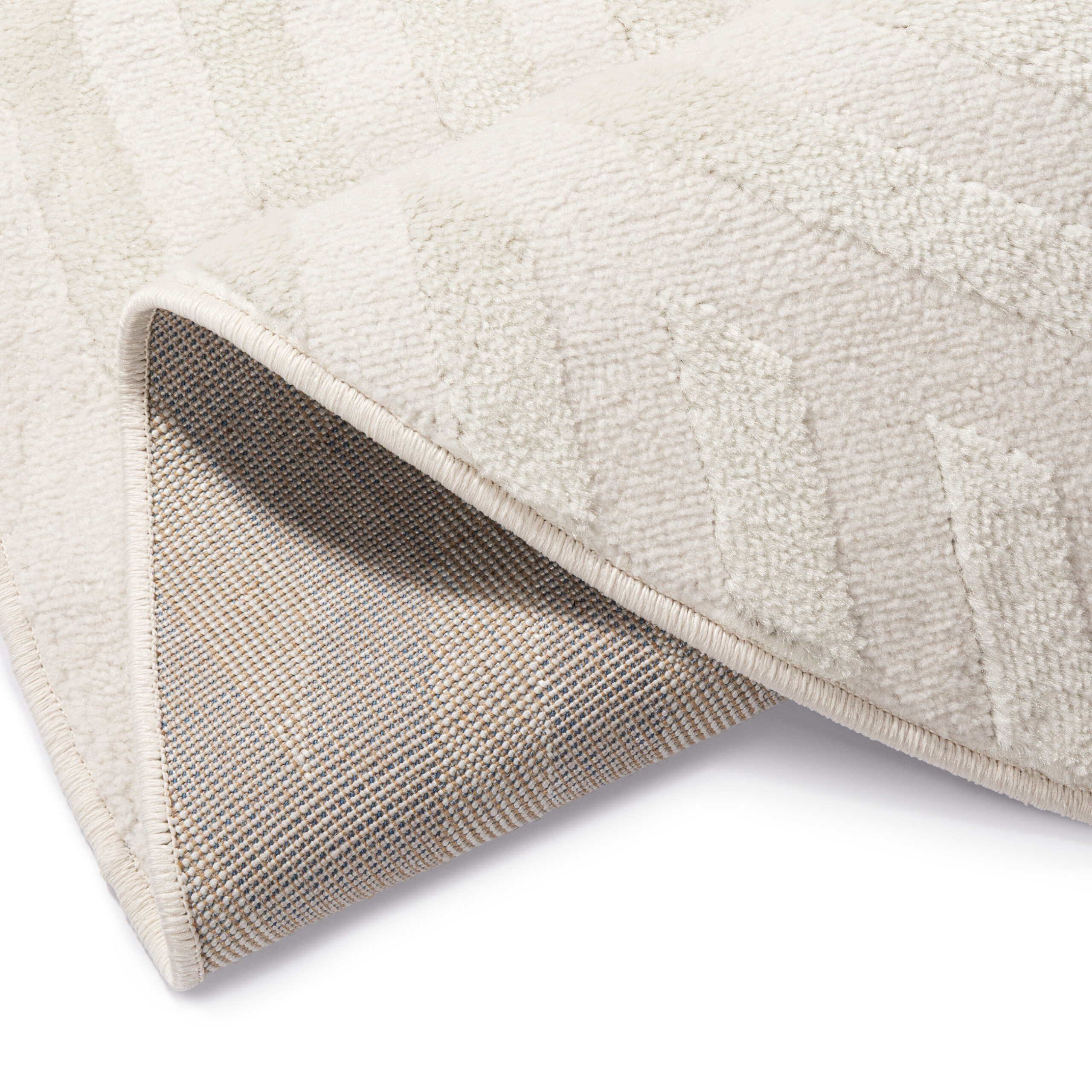 Teppich Hygge Rund Gebrochenes Weiß Linien