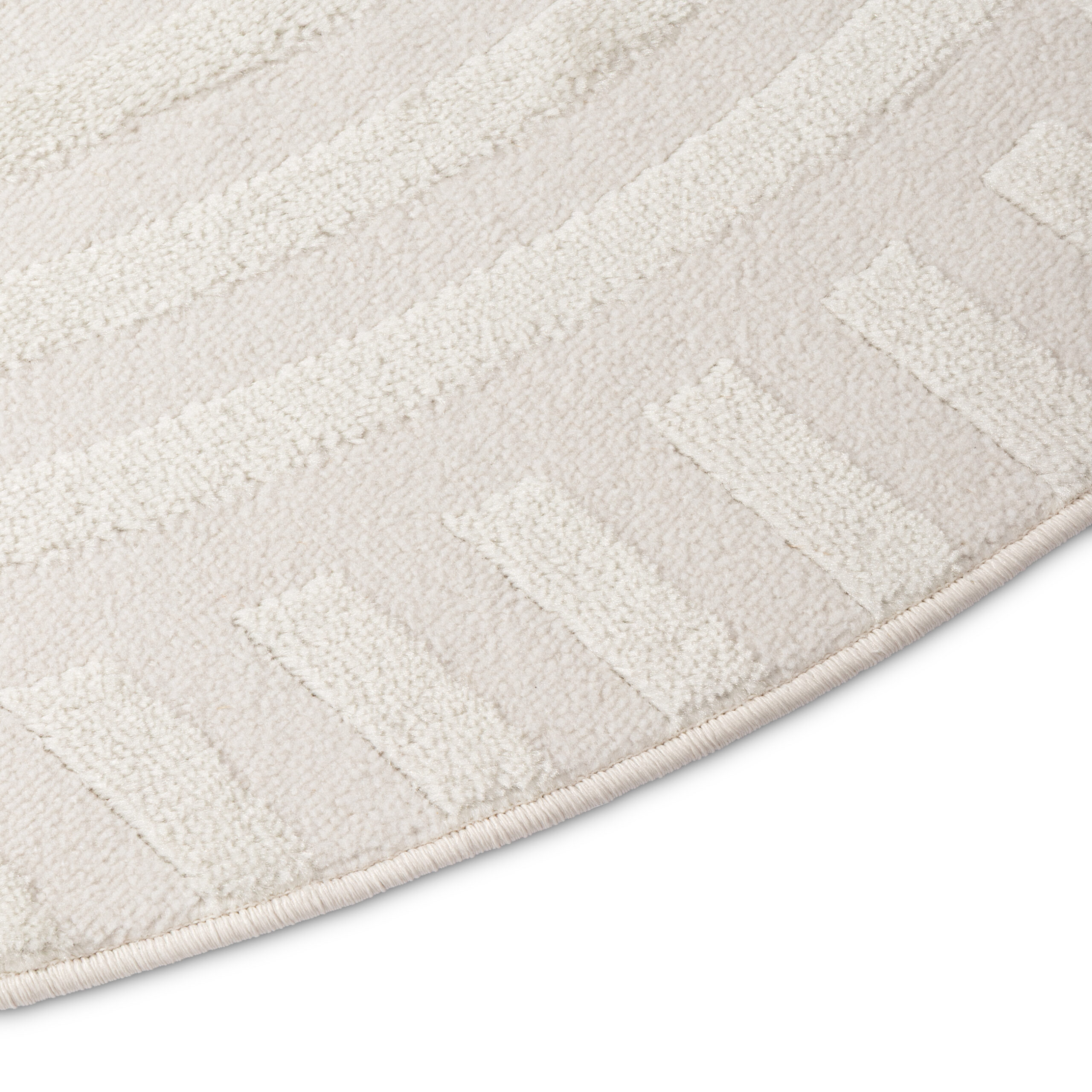 Teppich Hygge Rund Gebrochenes Weiß Linien