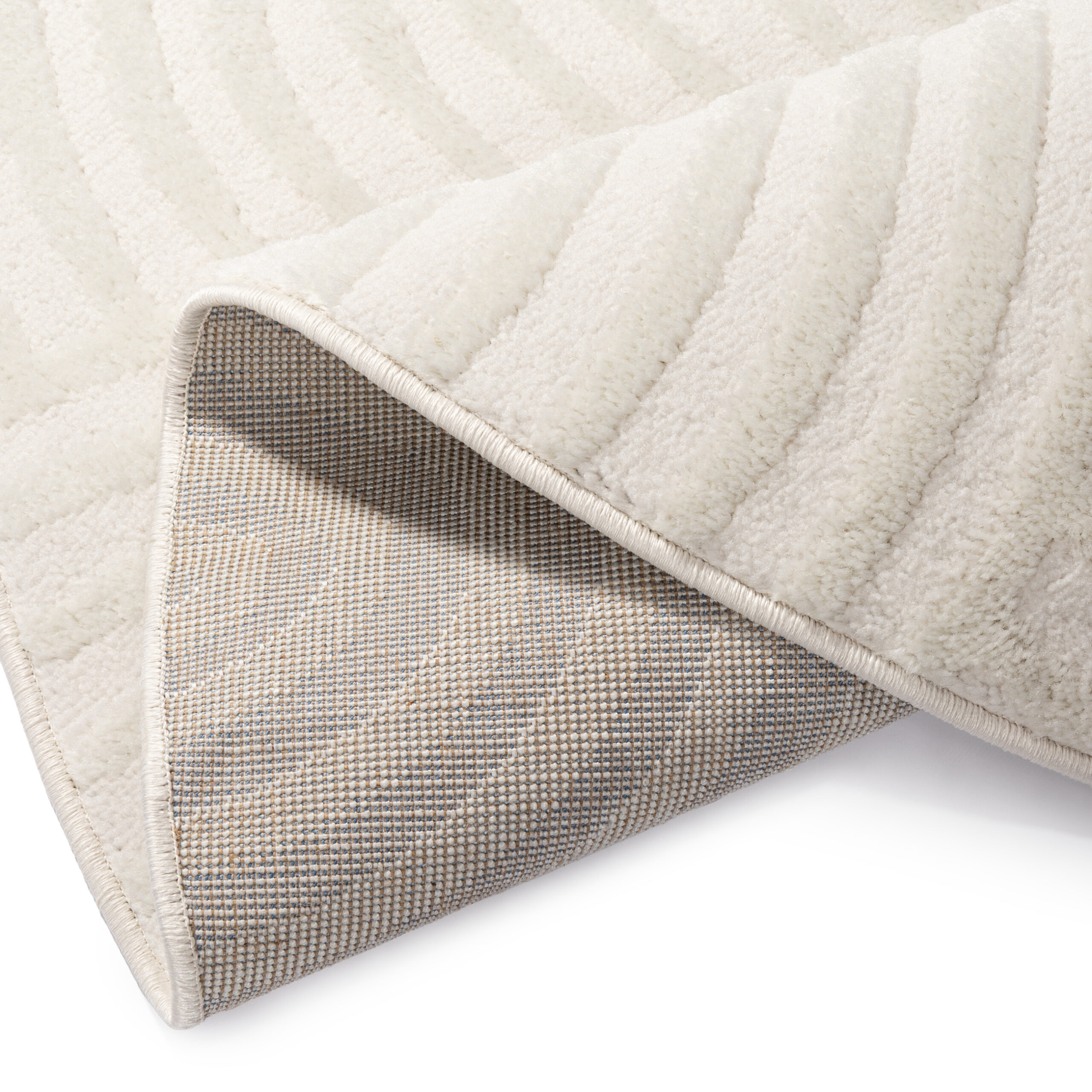 Teppich Hygge Rund Gebrochenes Weiß Ovalen