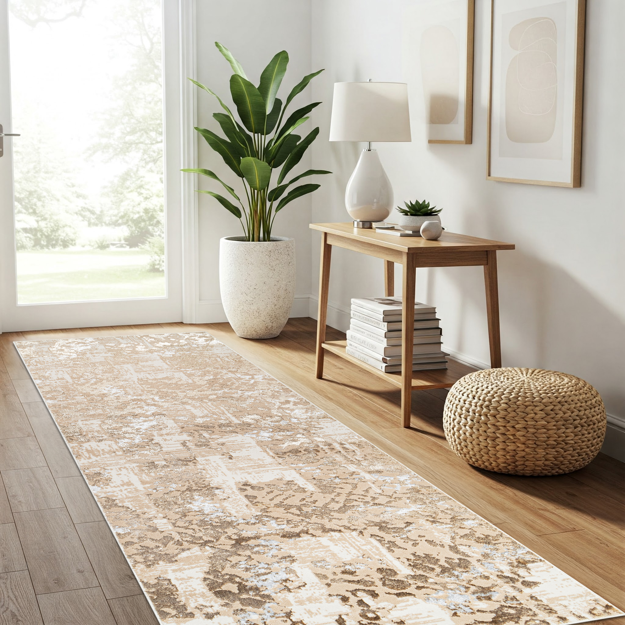 Teppichläufer Crystal Braun Gold Abstrakt