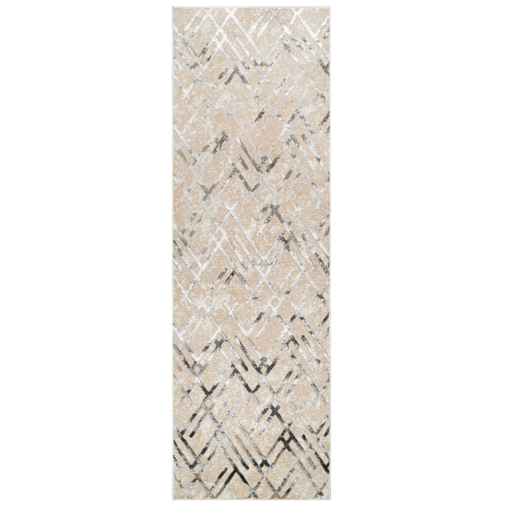 Teppichläufer Crystal Beige Grau Zickzack