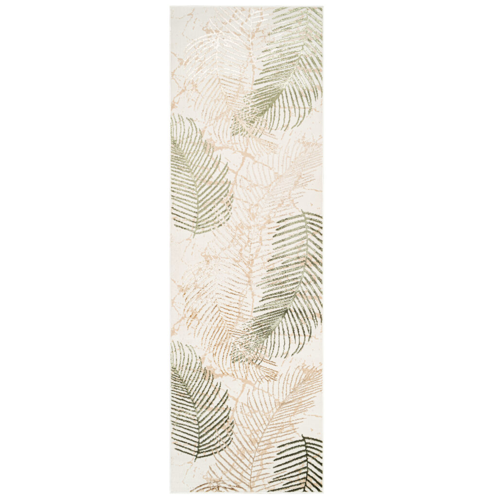 Teppichläufer Crystal Beige Grün Blätter