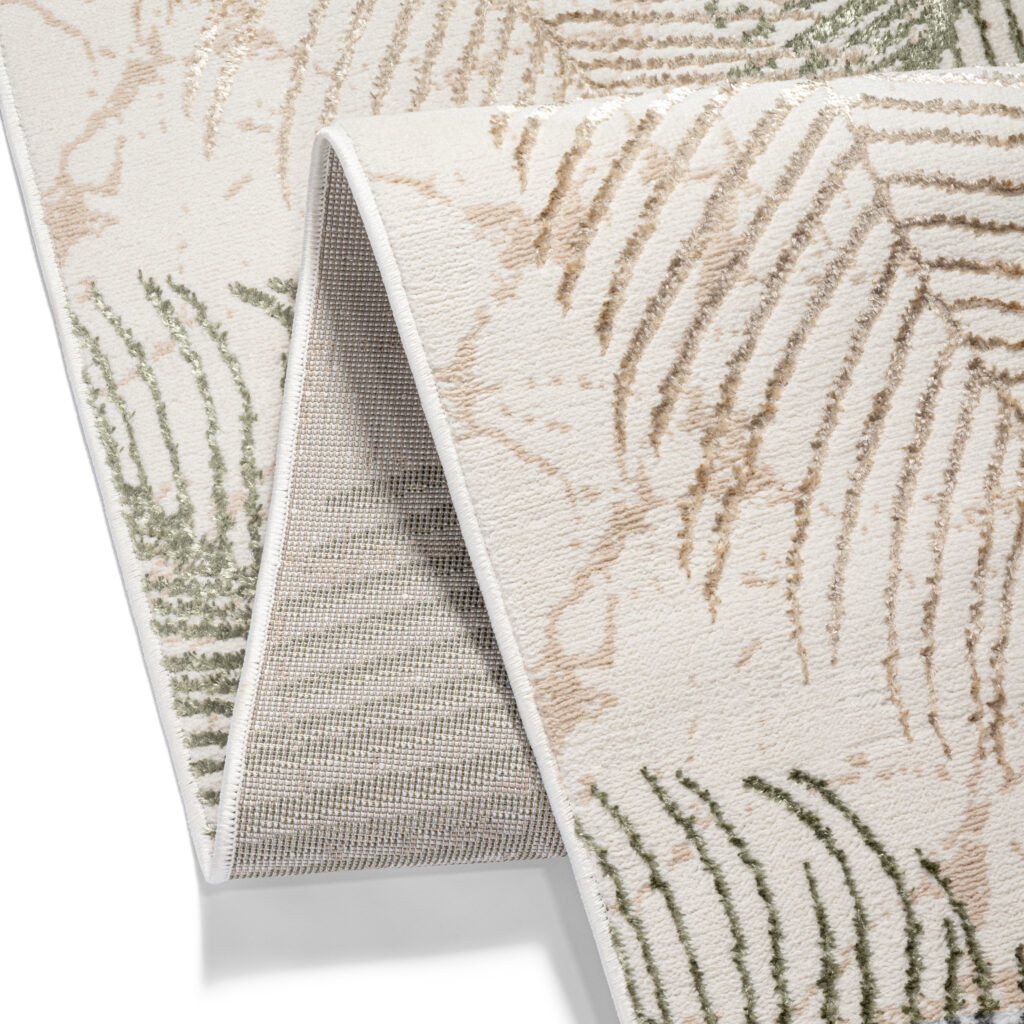 Teppichläufer Crystal Beige Grün Blätter