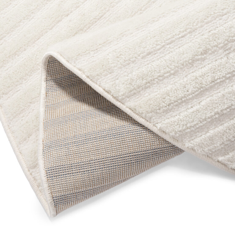 Teppich Hygge Rund Gebrochenes Weiß Streifen