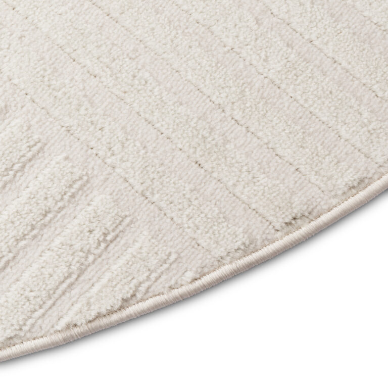 Teppich Hygge Rund Gebrochenes Weiß Streifen