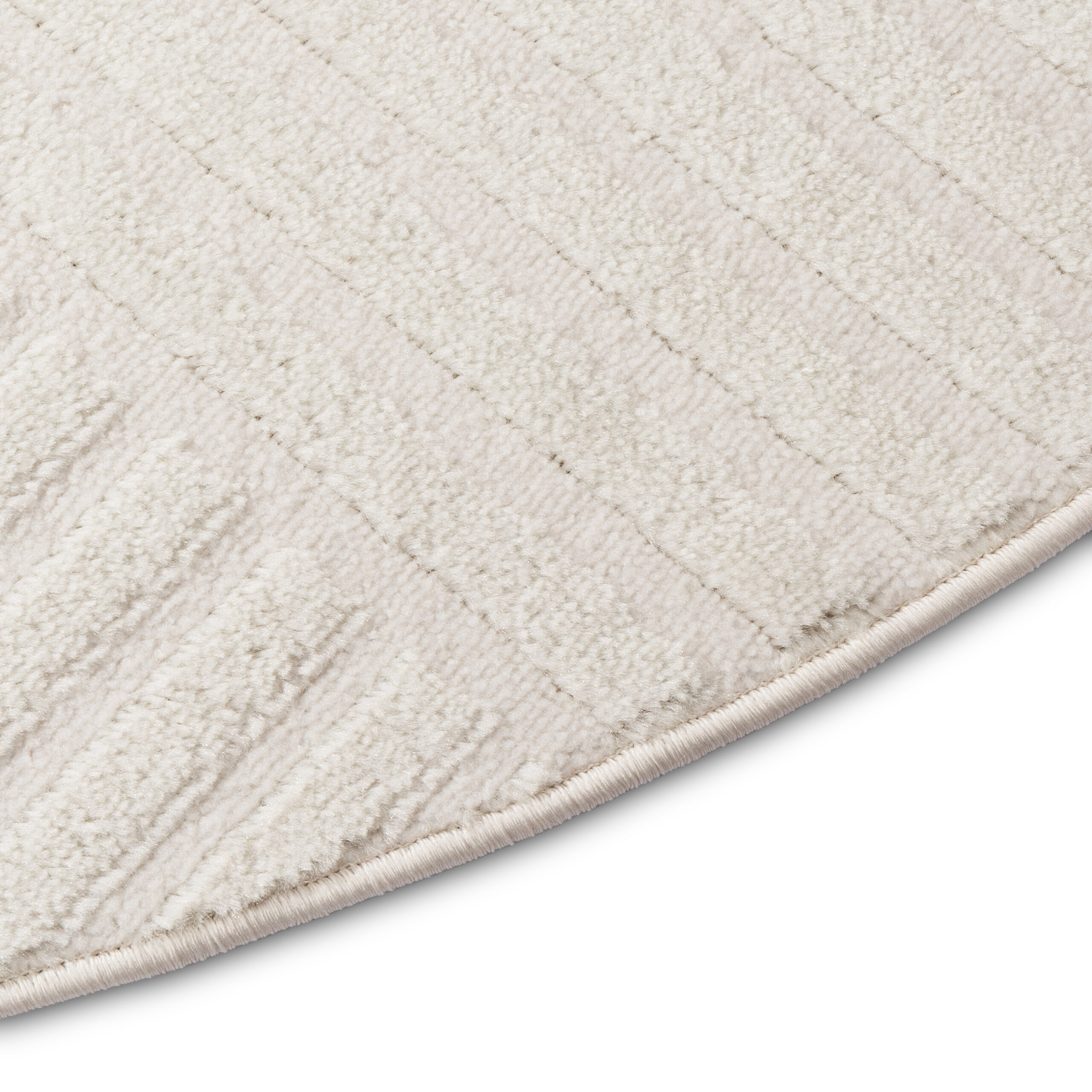 Teppich Hygge Rund Gebrochenes Weiß Streifen