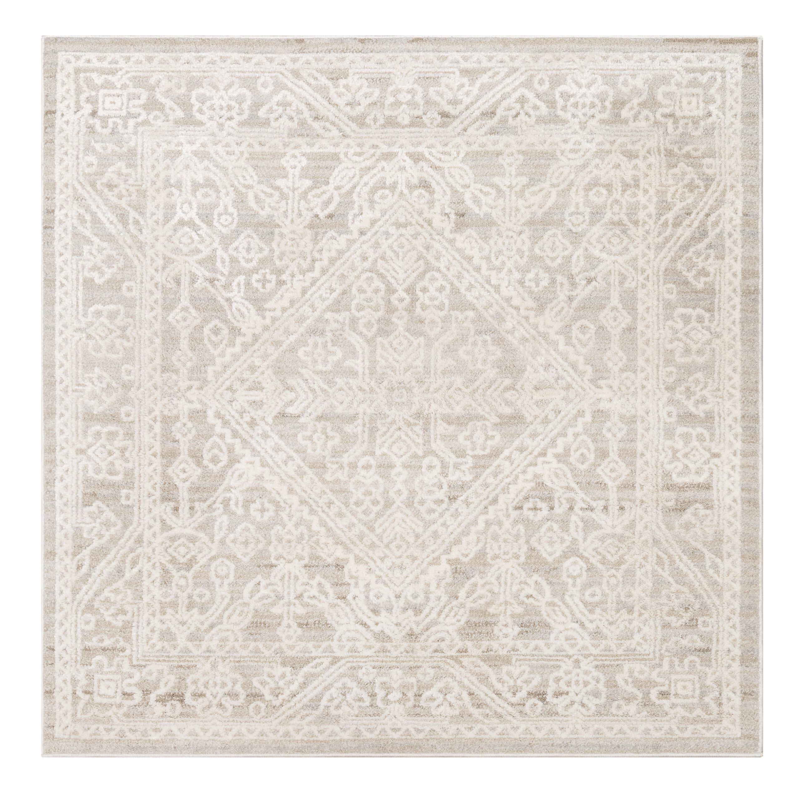 Teppich Trend Quadratisch Beige Rauten Vintage