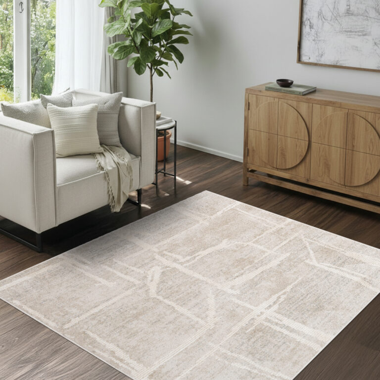 Teppich Trend Quadratisch Grau Beige Geometrisch