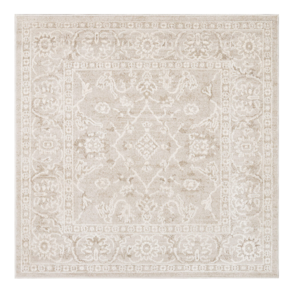 Teppich Trend Quadratisch Beige Blumen Vintage
