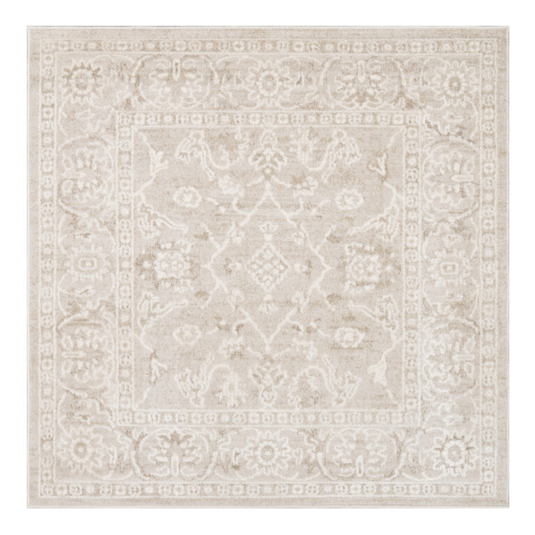 Teppich Trend Quadratisch Beige Blumen Vintage