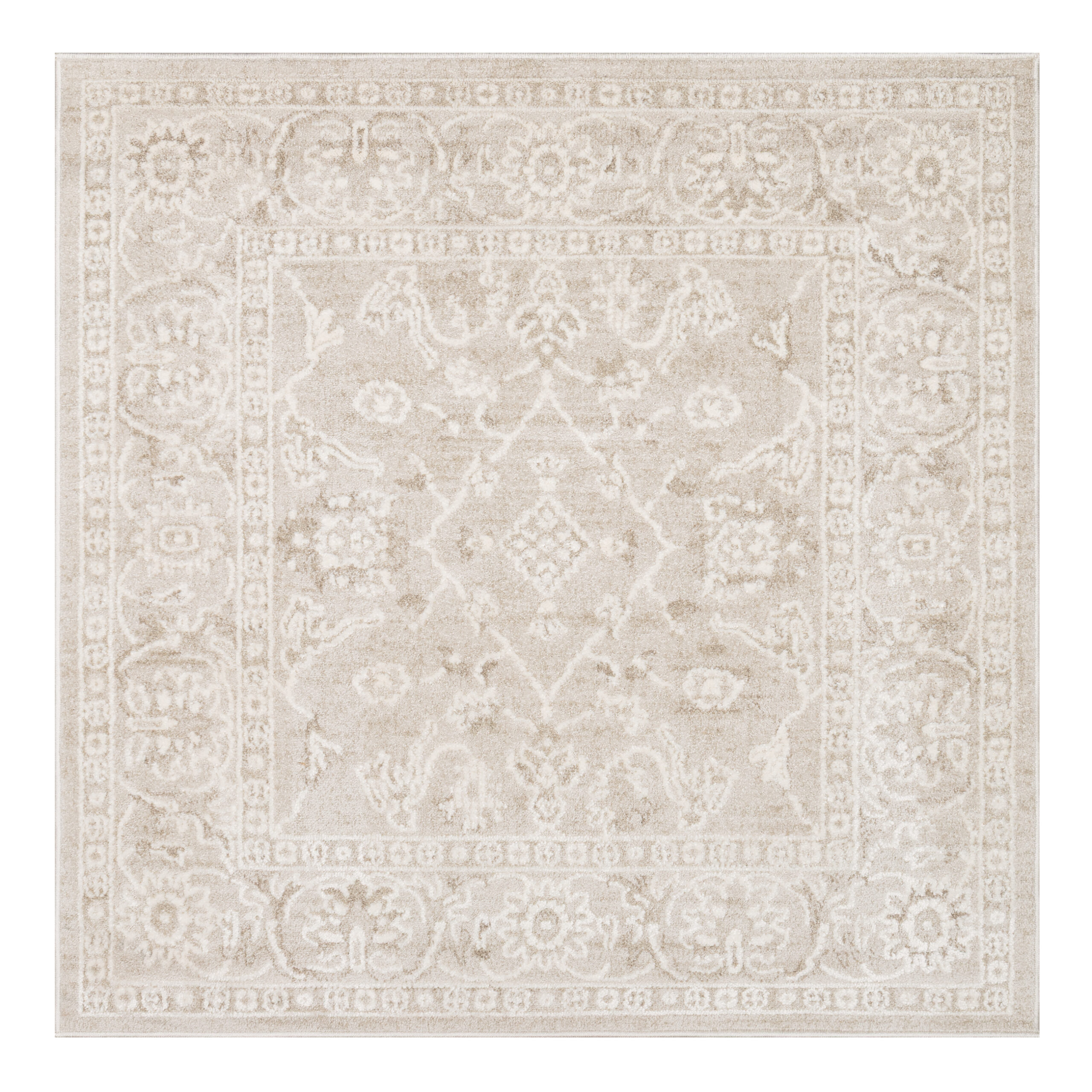 Teppich Trend Quadratisch Beige Blumen Vintage