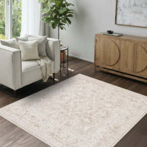 Teppich Trend Quadratisch Beige Blumen Vintage