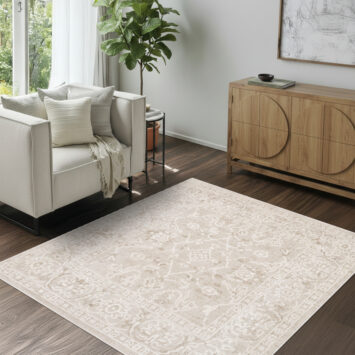 Teppich Trend Quadratisch Beige Blumen Vintage