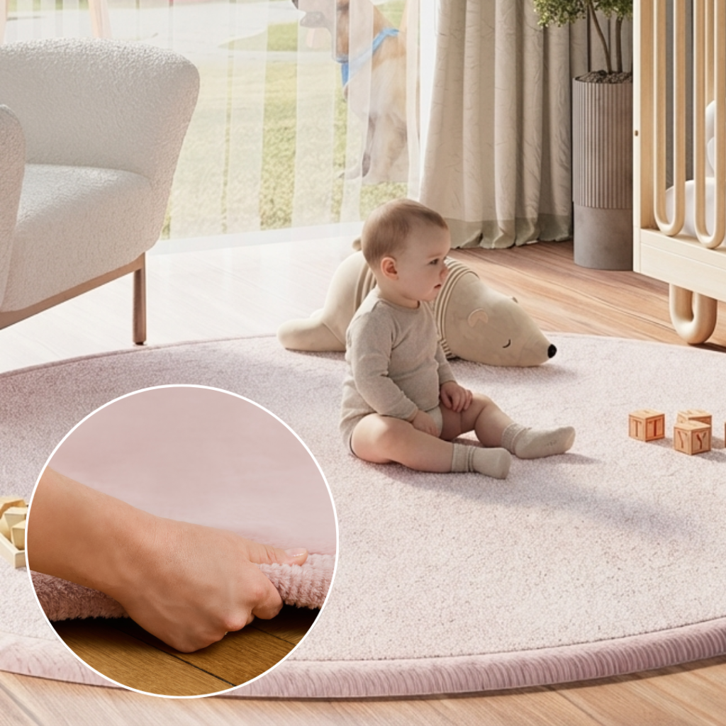 Kinderteppich Fluffin Rund Rosa