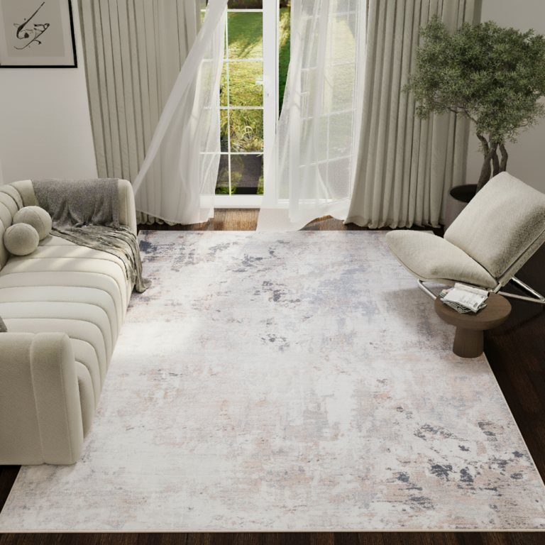 Teppich Ash Grau Beige Meliert Rutschfest