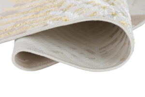 Teppich Crystal Rund Gold Braun Creme Blätter