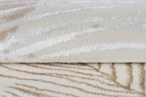 Teppich Crystal Rund Gold Braun Creme Blätter