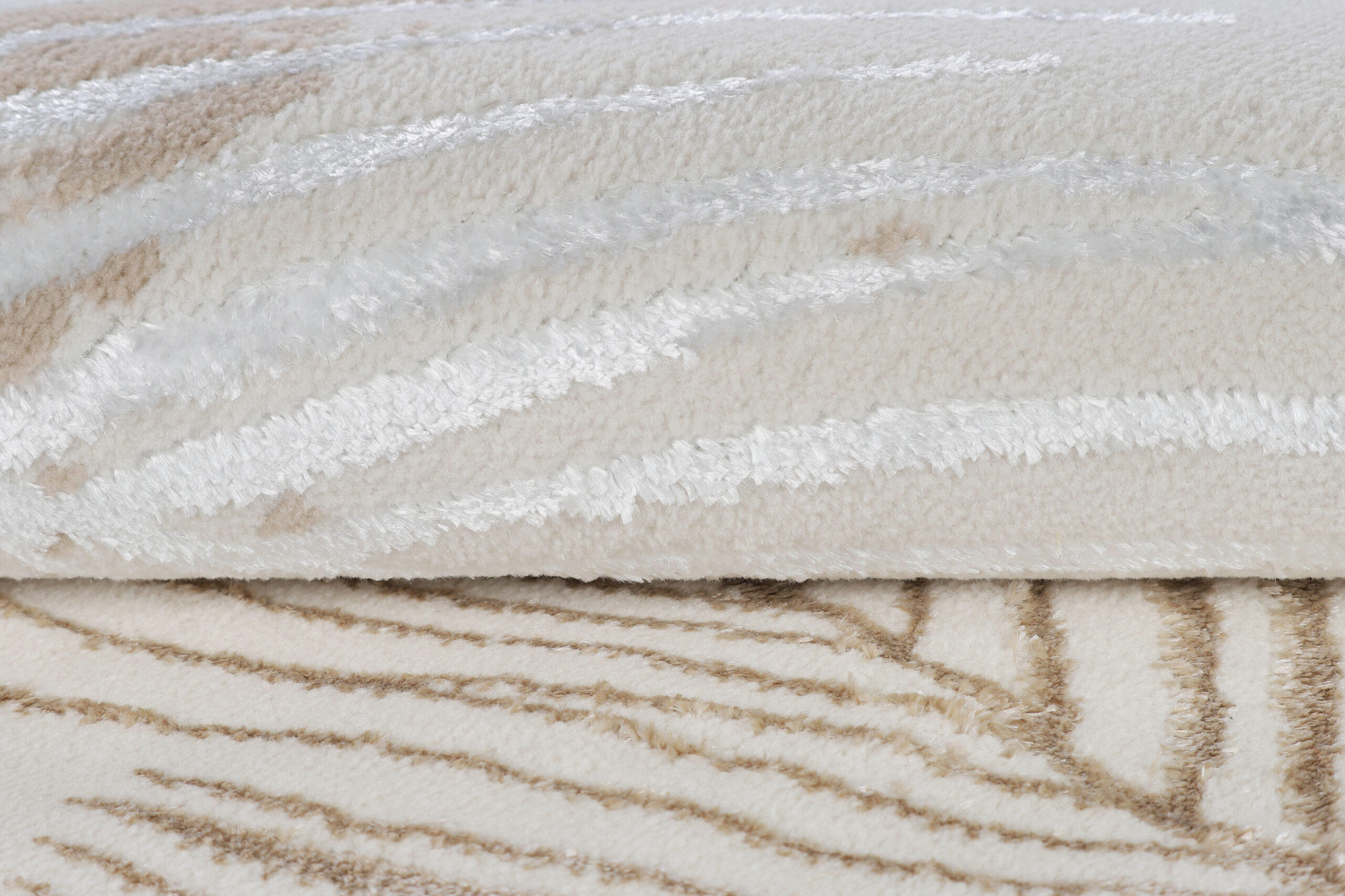 Teppich Crystal Rund Gold Braun Creme Blätter